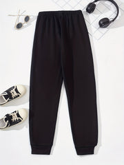 Kid Girls' Street Portrait & Letter Print Jogger Sweatpants