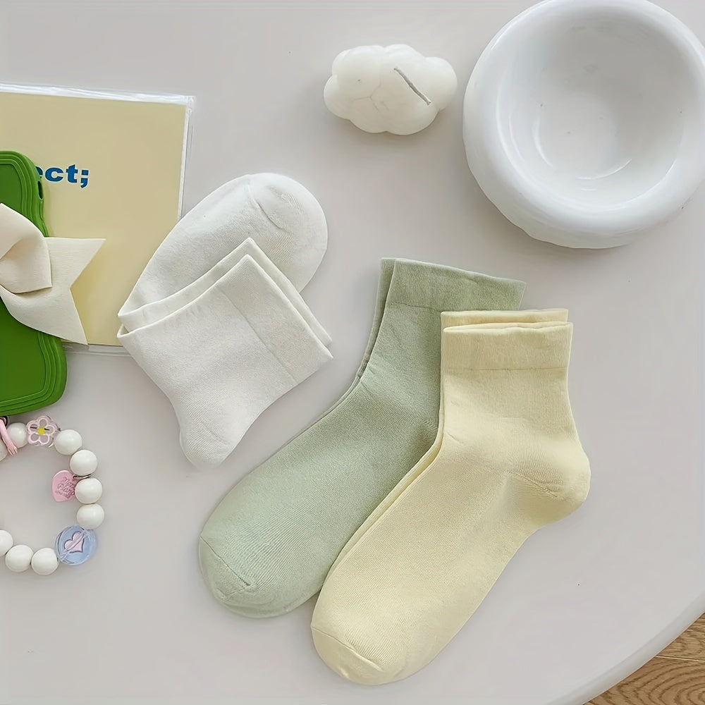 7 Pairs Solid Socks Comfy & Breathable Women's Stockings