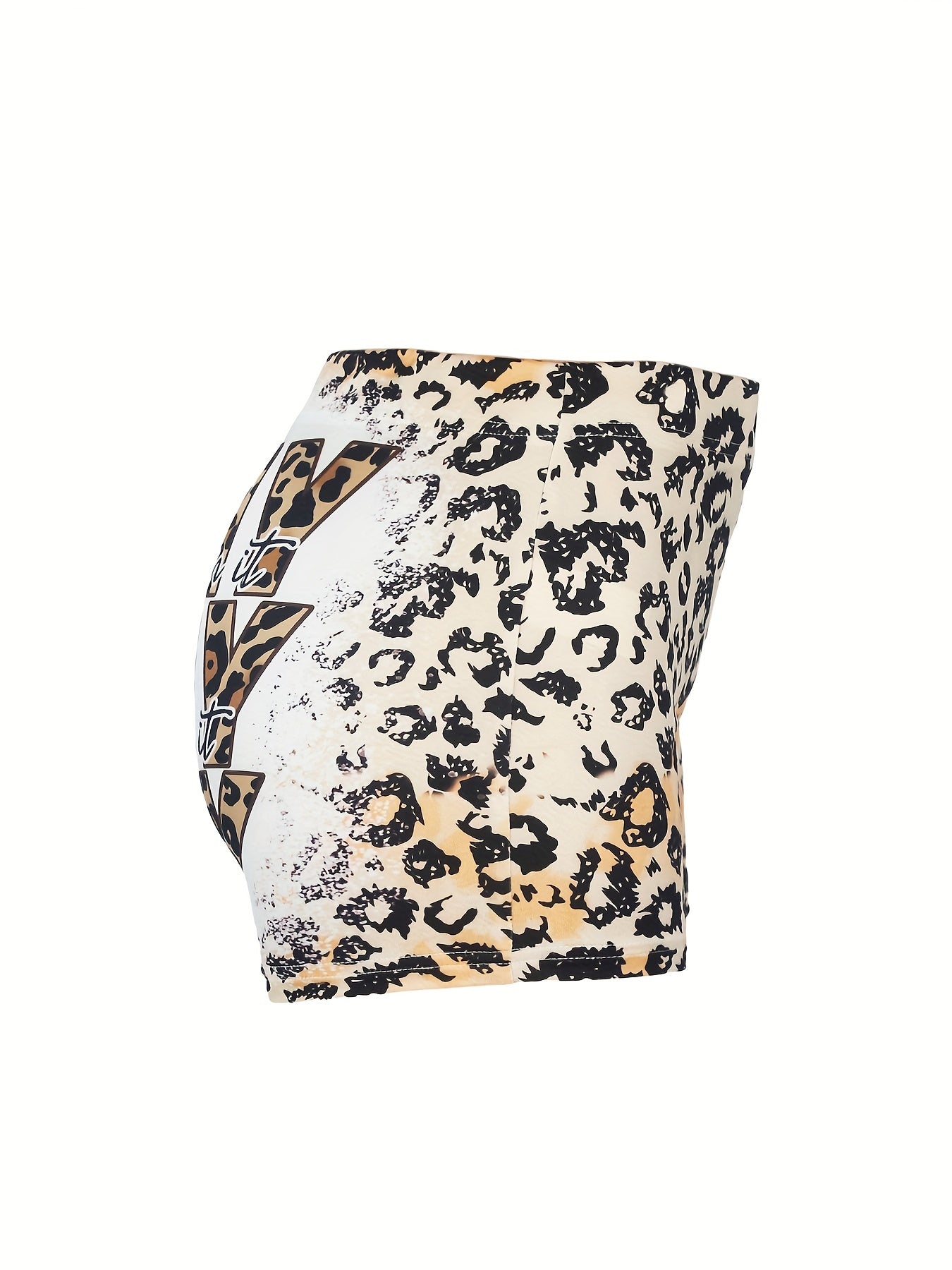  Western Style Leopard Print High Rise Stretch Shorts
