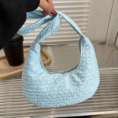 Canvas Crescent Bag With Zipper Shoulder & Handbag