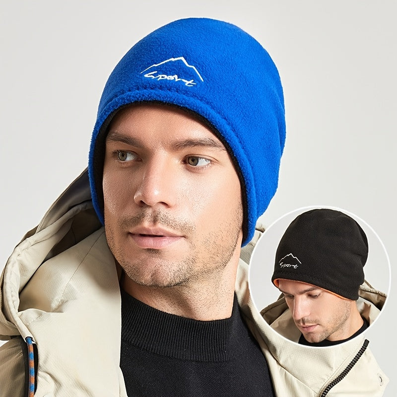 Men's Cold-proof Ski Hat Outdoor Fleece Wind-proof Knitted Hat