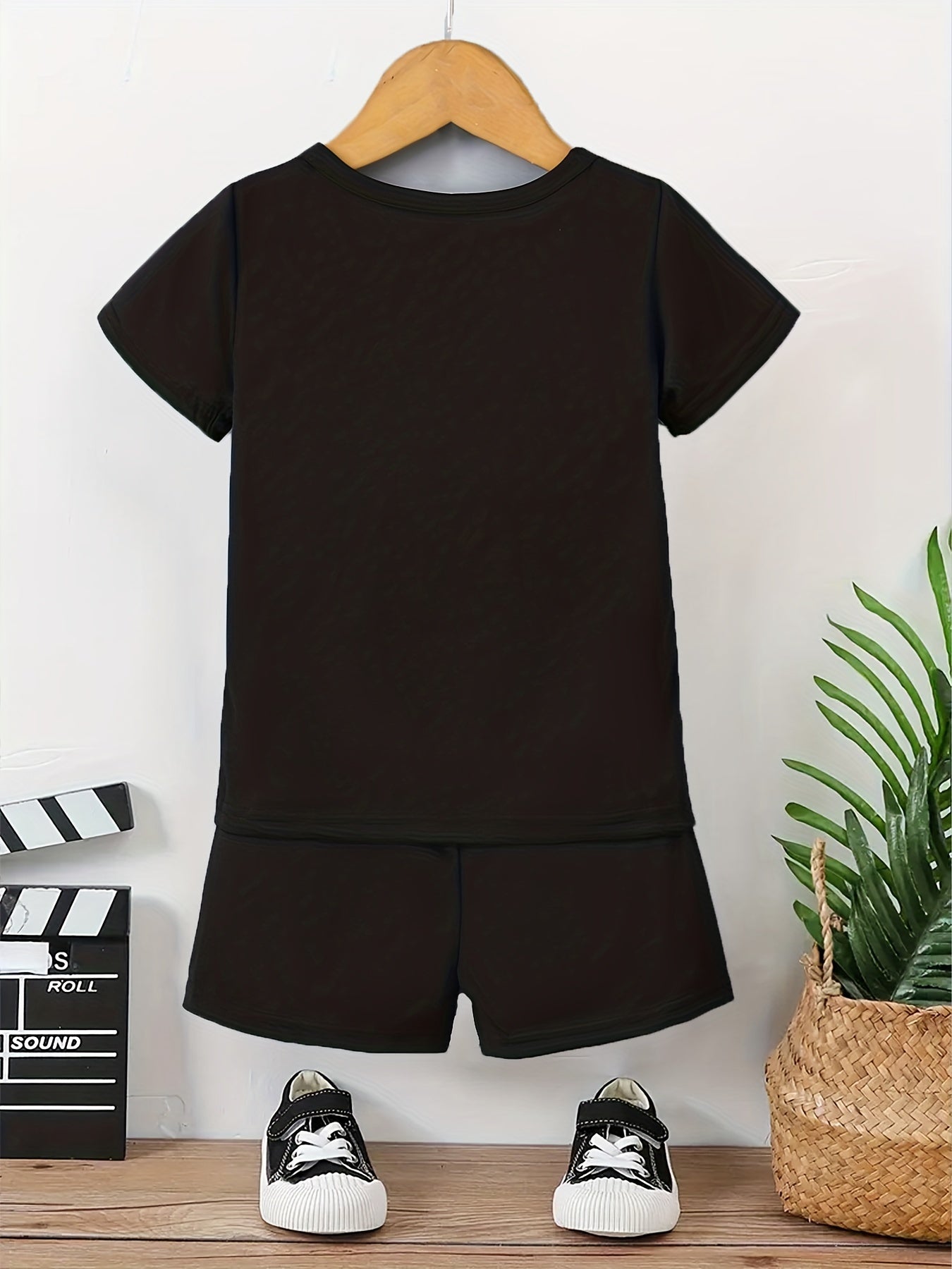 Boy's KING Crown Print T-shirt & Shorts Set for Summer