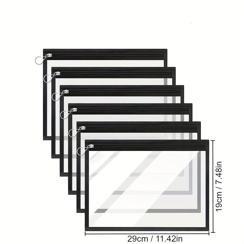 6 Pcs Zipper Transparent Pouch Versatile Storage Bags