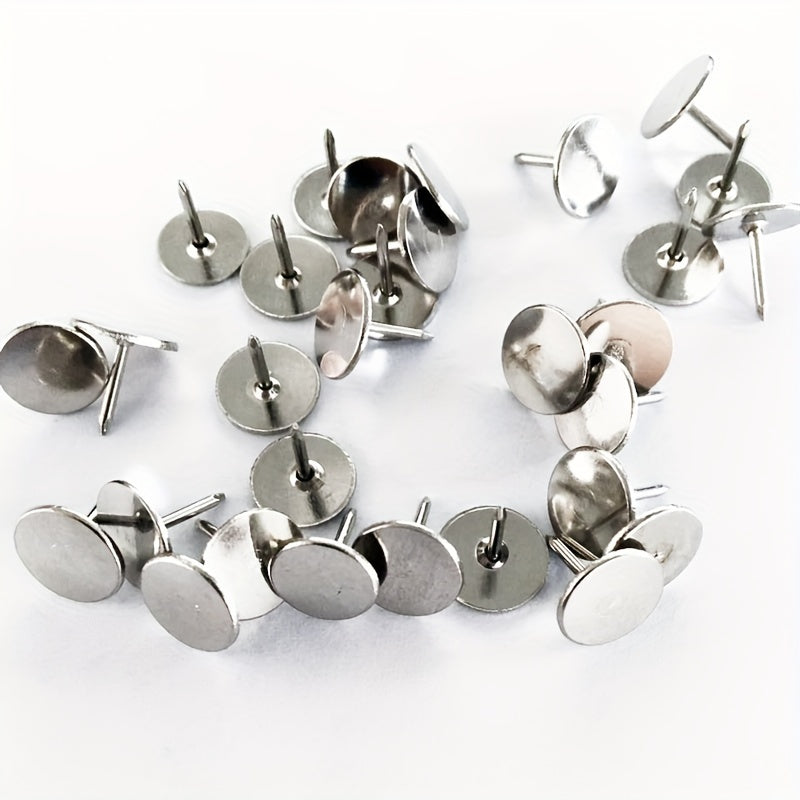 100pcs Nickel Plated Flat Head Push Pins Silver Office Push Pins