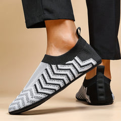 Men's Knit Slip-On Sneakers No Tie Lace Outdoor Walking Shoes