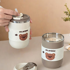 Stainless Steel Coffee Mug 500ml with Lid & Straw