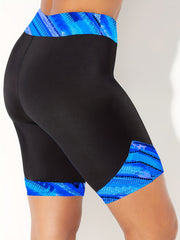  Colorblock Print High Rise Biker Shorts
