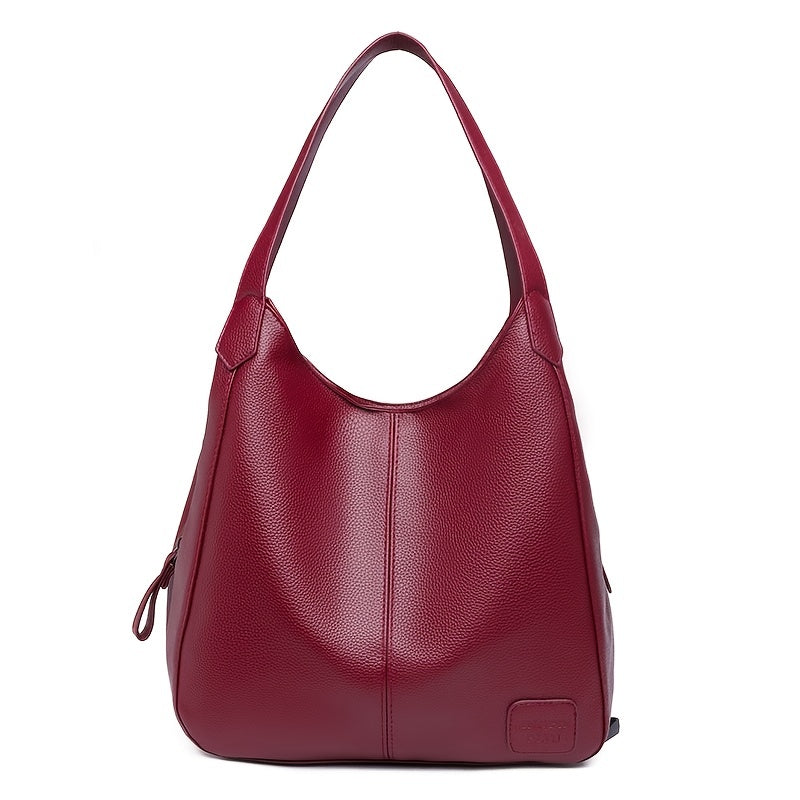 Stylish Faux Leather Tote Shoulder Bag with Zipper