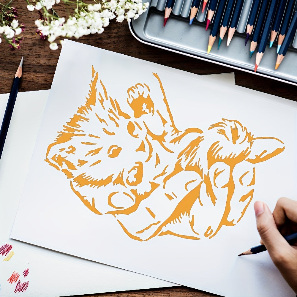 4pcs Cat Painting Stencils A4 Size Reusable Template