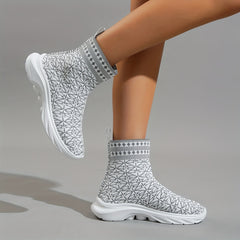 Women's High Top Sock Boots Slip On Ankle Boots