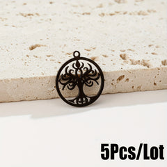 5PCS Stainless Steel Tree Pendant for DIY Accessories