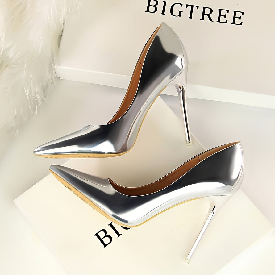 Glitter Stiletto Pumps - Pointed Toe High Heel Shoes