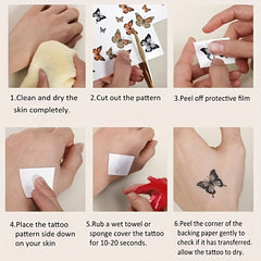 12 Sheets Temporary Tattoos Animal & Flowers Pattern Disposable Tattoo Stickers