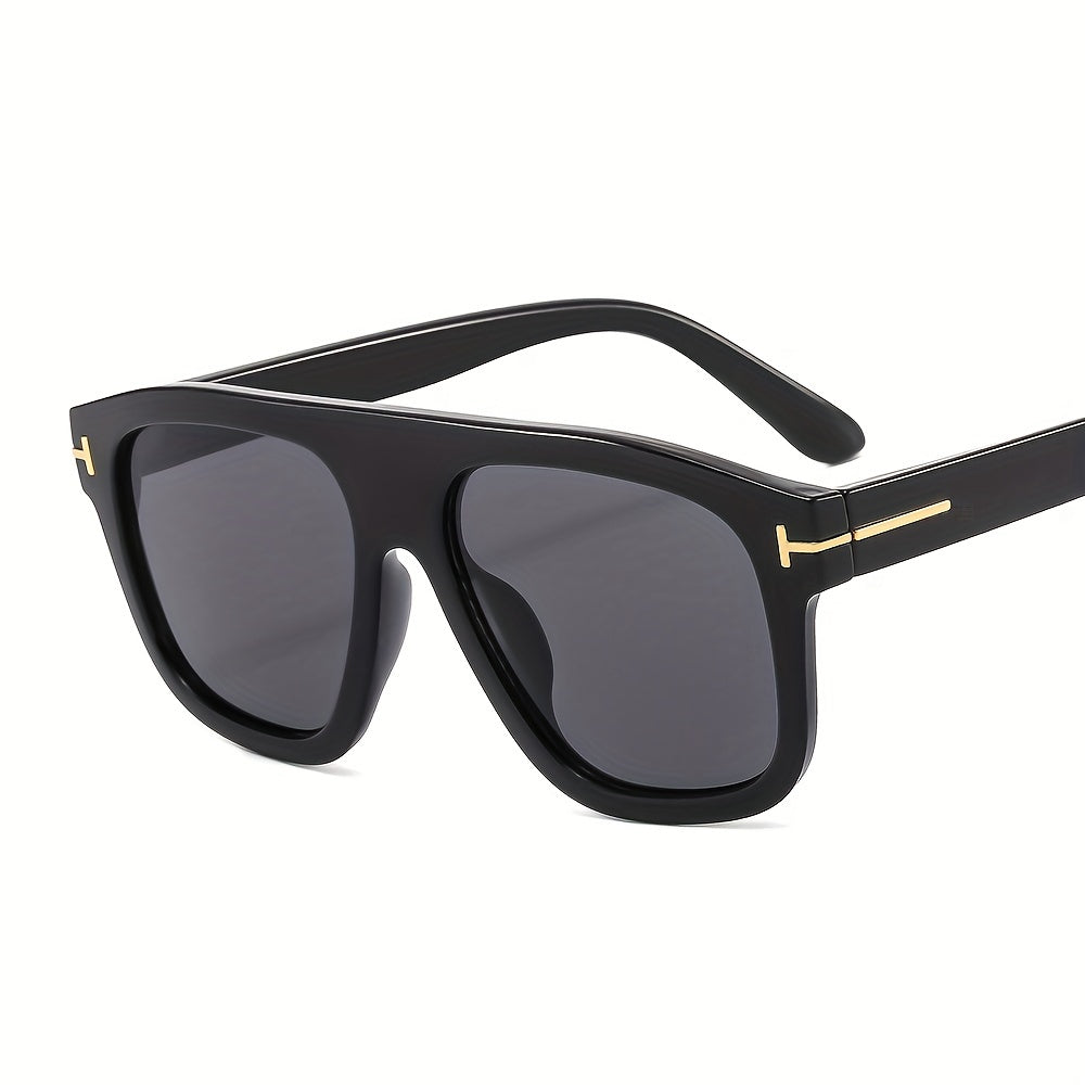 Men's Vintage T Letter Pilot Sunglasses with Carton Packaging