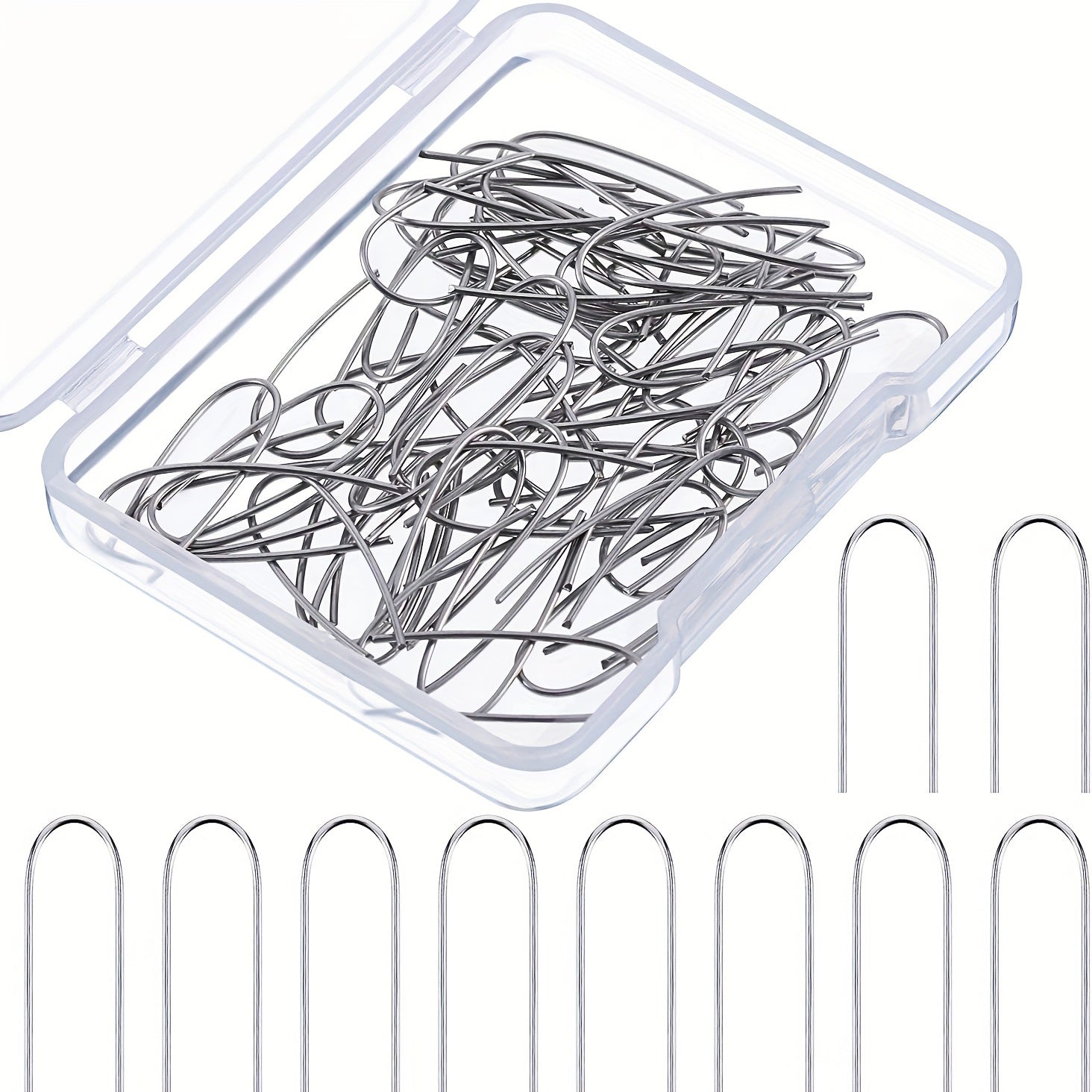 60pcs High Temp Wire Jump Ring U Hook Pendant Ceramic Trim Glass Fuse w/ Storage