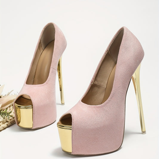 Pink Platform High Heels Slip On Stilettos for Women