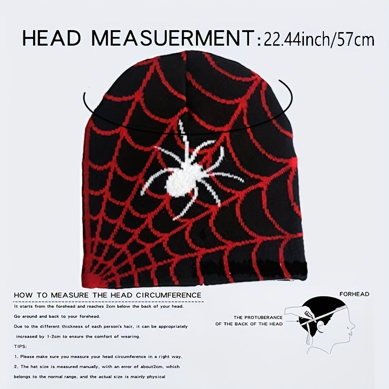 Hip Hop Spider Jacquard Beanie Gothic Unisex Skull Cap Y2K