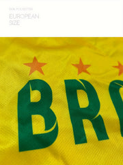 Brazil Graffiti Print V Neck T Shirt Short Sleeve Stretchy Jersey