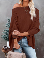 Off Shoulder Bat Sleeve Knitted Sweater Top