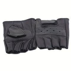 Men's Leather Fingerless Gloves for Outdoor Sports