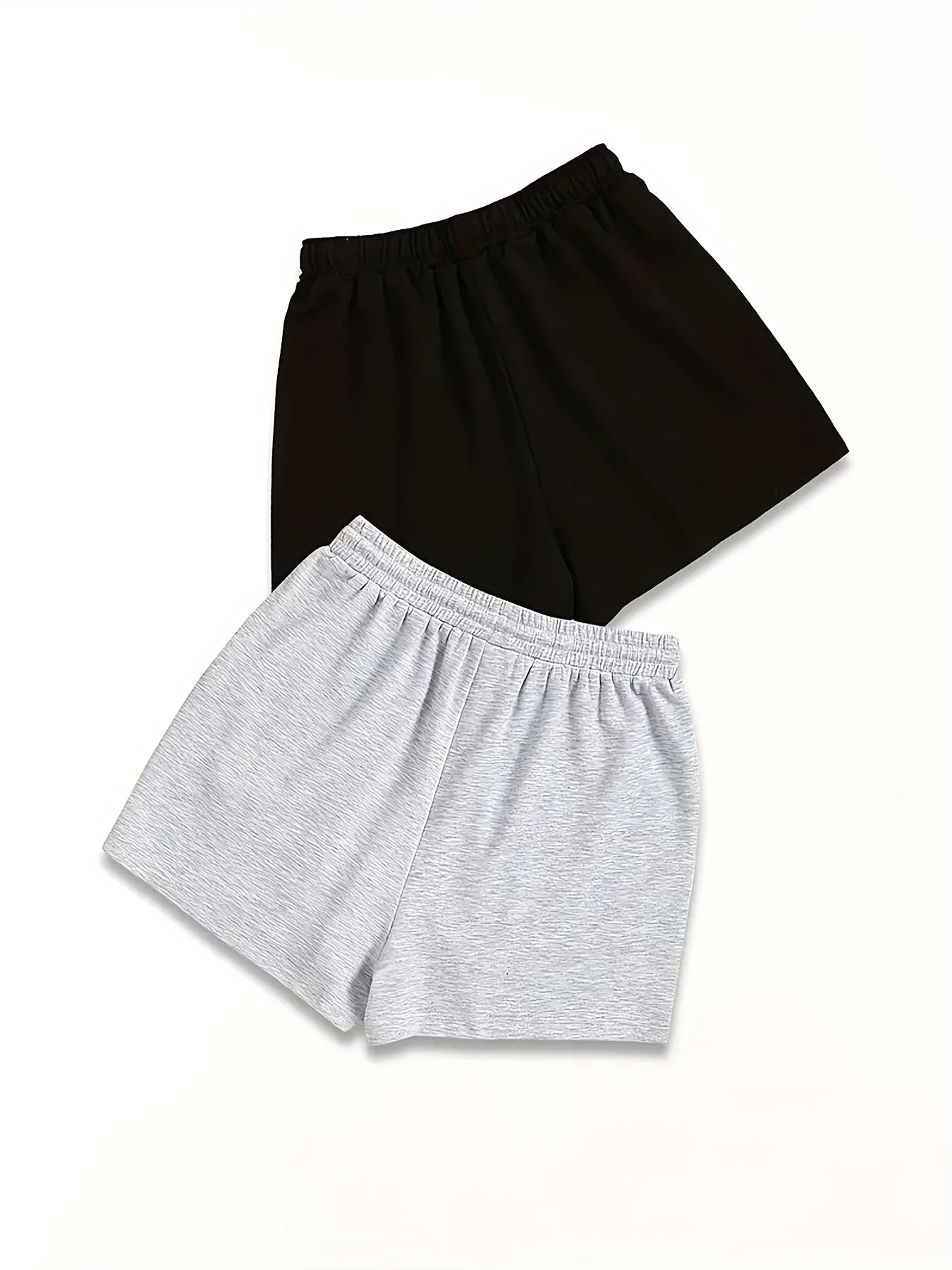 2 Pack Plus Size Casual Shorts Set Women's Plus Elastic Drawstring Shorts