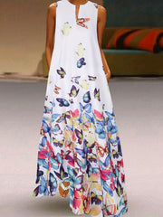  Butterfly Print Maxi Dress with Pockets