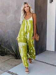 Tie Dye V-Neck Plus Size Boho Jumpsuit