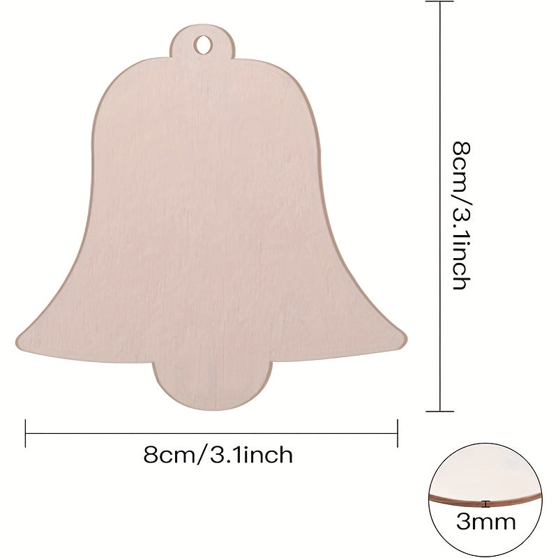 10pcs Wood Crafts Pendant Ornament Christmas Tree Accessories 3 1inch