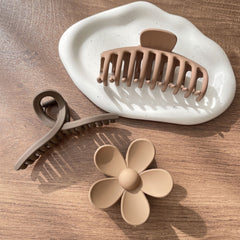 3pcs Large Flower Hair Claw Clips Strong Hold Matte Banana Jaw Clips