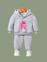 Bear Pattern Long Sleeve Hooded Sweatshirt Girls Comfy Hoodies Pullover
