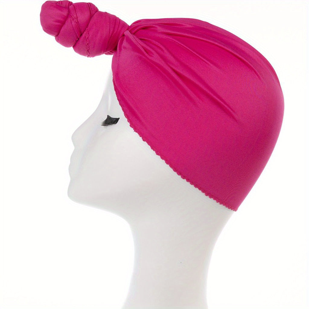 Top Knot Turban Cap Solid Elastic Head Wraps Casual Breathable Head Scarf