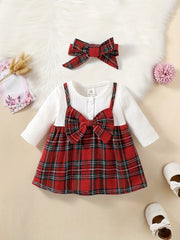 Baby Girls Plaid Dress and Headband Set