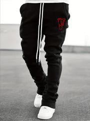 Men's V Pattern Drawstring Flare Pants