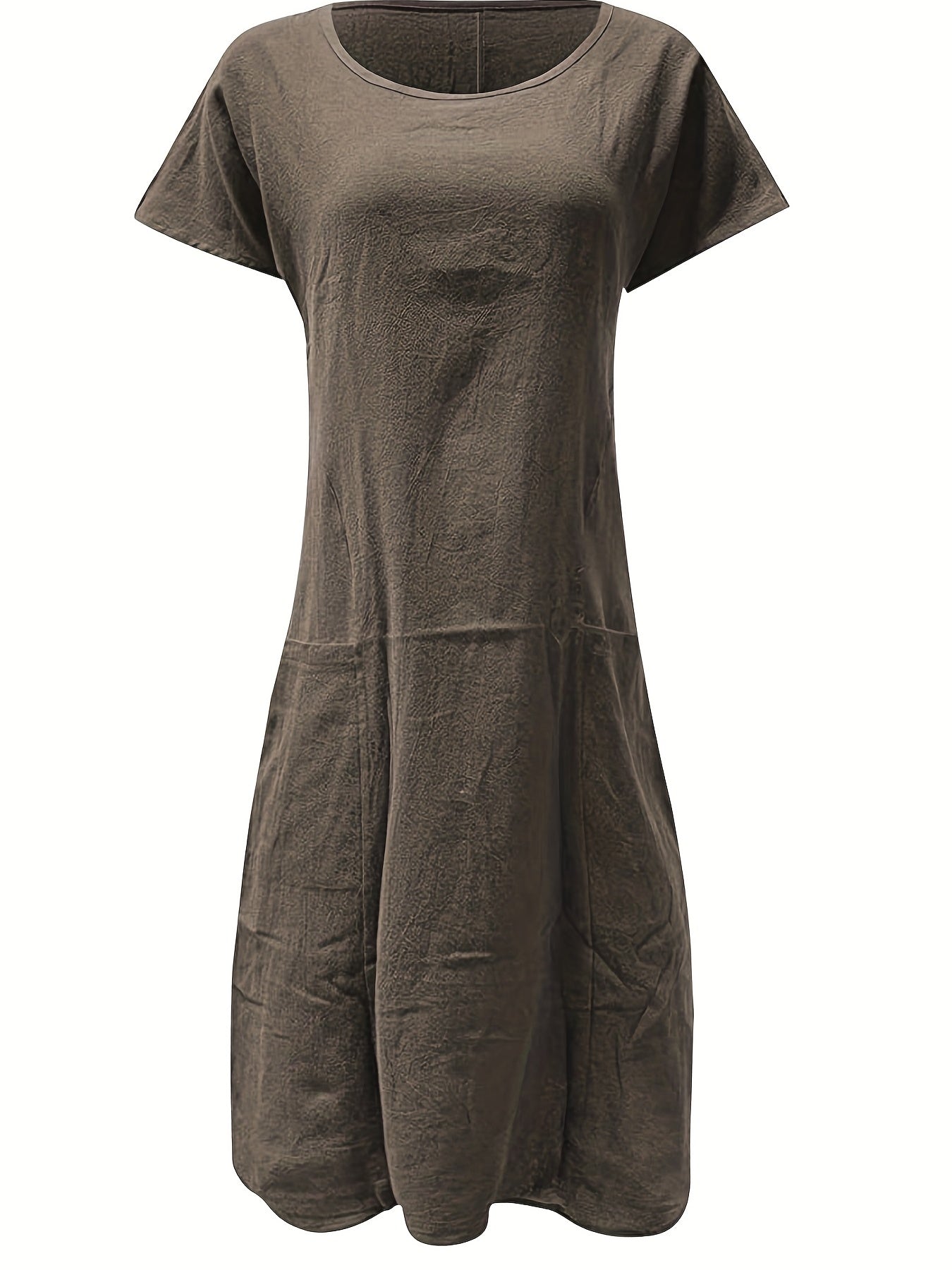  Basic Dress Women's Plus Short Sleeve Maxi Dress With Pockets