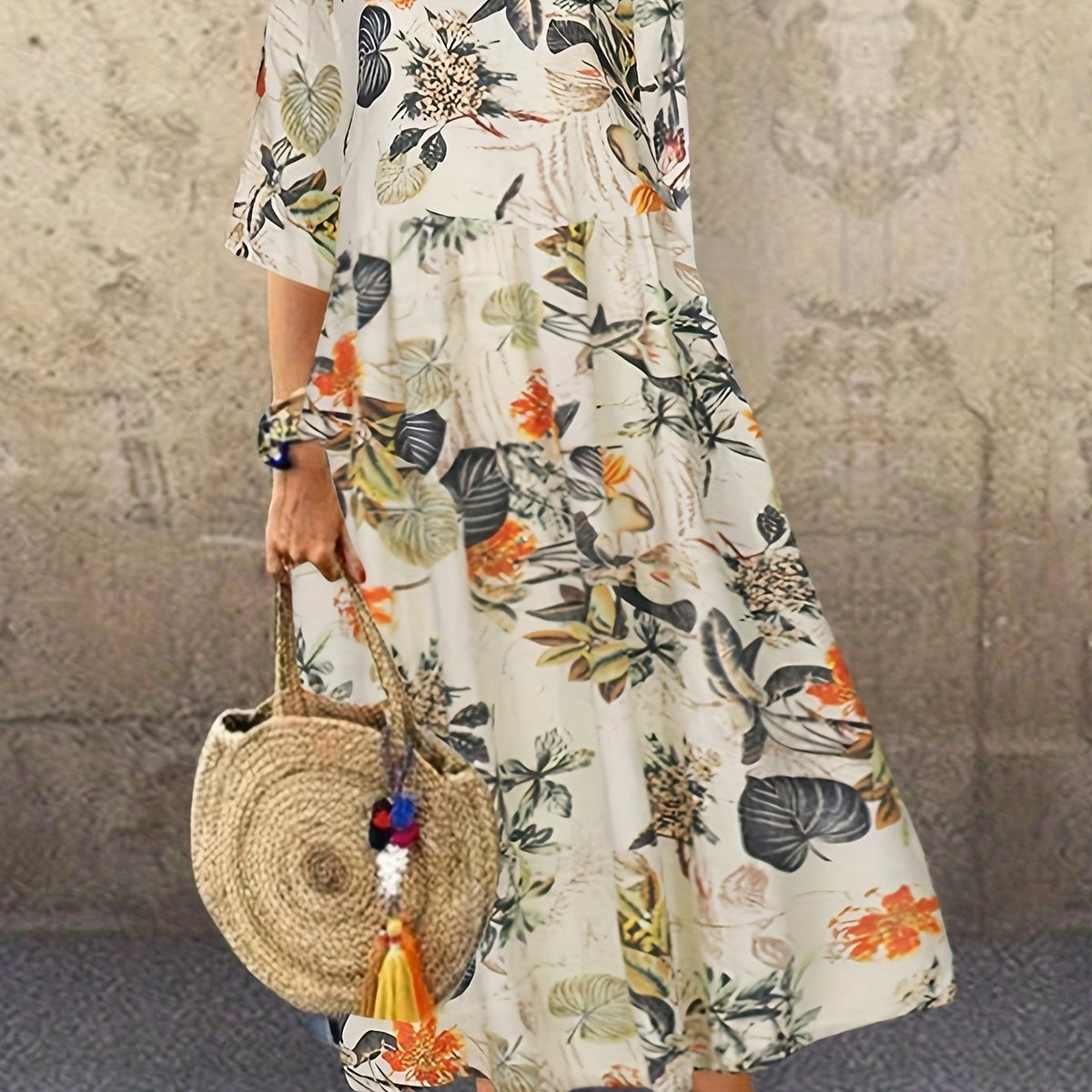  Boho Dress Women's Plus Floral Print Maxi Dress