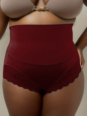 Contrast Lace Trim High Rise Tummy Control Shapewear Boy Shorts