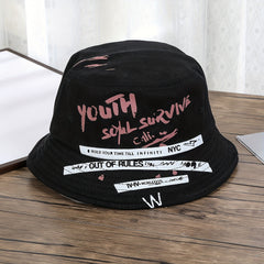 Youth Graffiti Printed Bucket Hat Lightweight Sunscreen Fisherman Cap