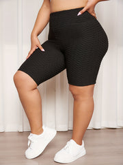  Textured High Waist Biker Shorts