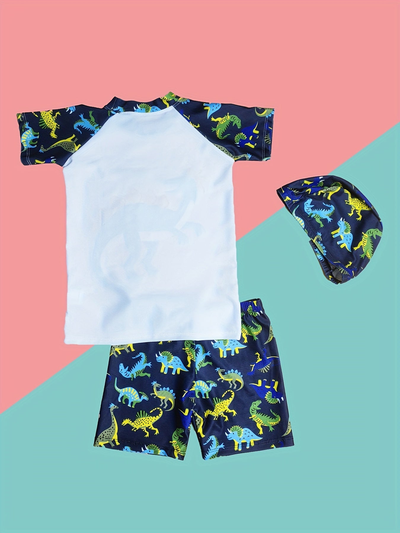 Boys Dinosaur Print 3pcs Swimsuit Set