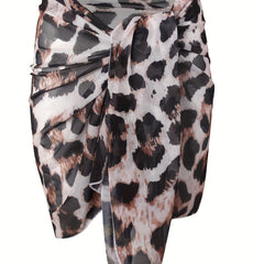  Leopard Print Beach Cover Up Skirt