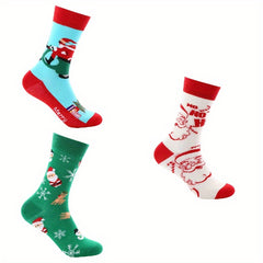 3 Pairs Christmas Pattern Socks Women's Stockings & Hosiery