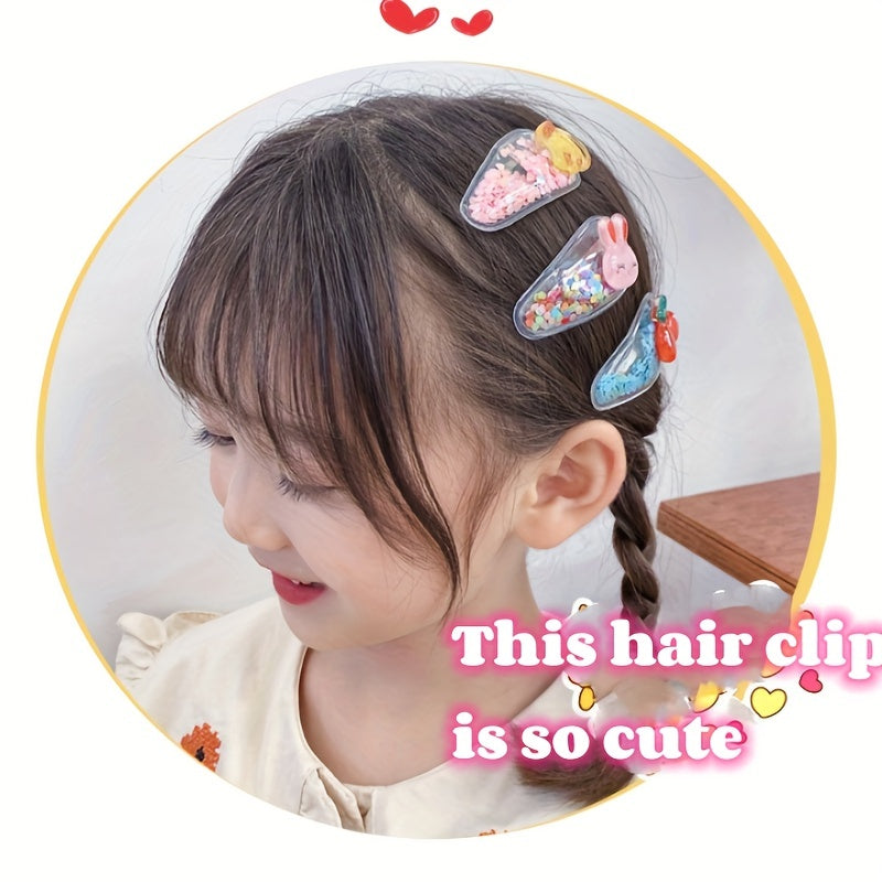 5 Pcs Sparkle Fruit Snap Hair Clips for Girls - Quicksand Bling Sequin Hairpins