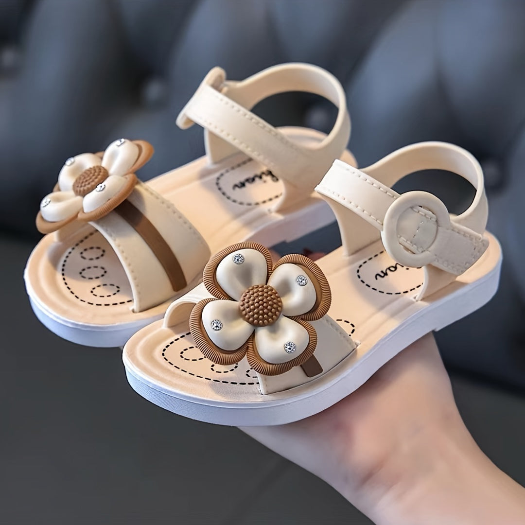 Flower Open Toe Sandals for Baby Girls Non-Slip All Seasons