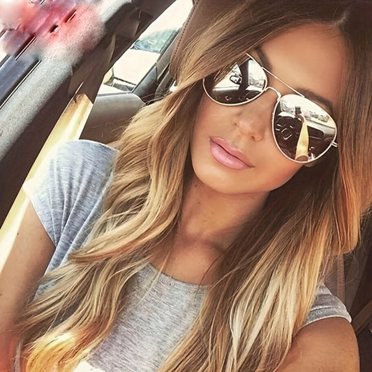 Classic Mirror Lens Aviator Sunglasses Metal Fishing Sunshade Eyeglasses