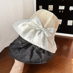Bowknot Embossed Bucket Hat UV Protection