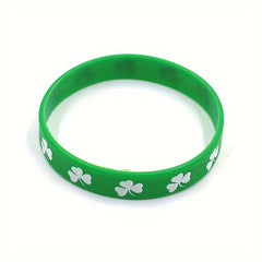6pc Green Silicone Bracelet Linen Flag Irish Gift Shamrock Bracelet