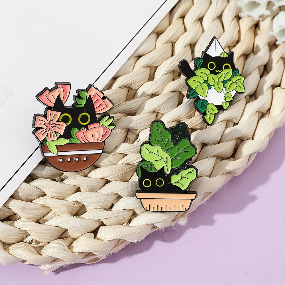 Funny Hiding Cat Enamel Pins Metal Paint Badges For Backpacks Clothing
