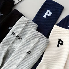 4 Pairs Letter Print Socks Mid Tube Women's Stockings
