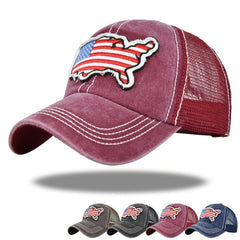 Embroidered American Flag Baseball Cap Duck Tongue Mesh Sunshade Net Cap