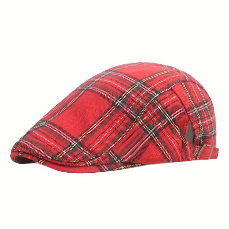 British Style Classic Plaid Vintage Beret Print Casual Cap
